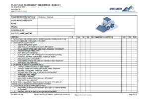 PLANT RISK ASSESSMENT (SKIDSTEER / BOBCAT)